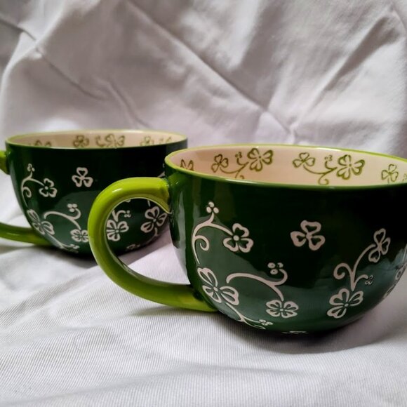 temp-tations® 'Floral Lace' Shamrock, 18 oz. Soup Mugs, Set Of 2 - Picture 1 of 5